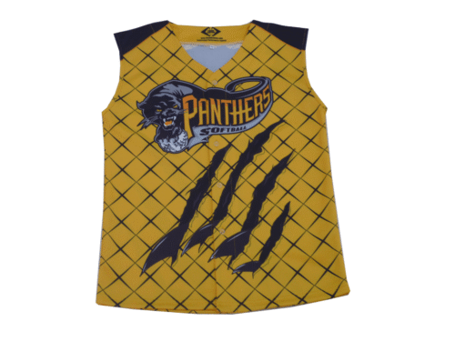 Brown and Gold softball jersey with contrast panel styling
