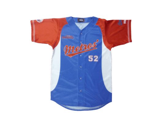 Royal Blue and Red softball jersey with abstract graphic styling