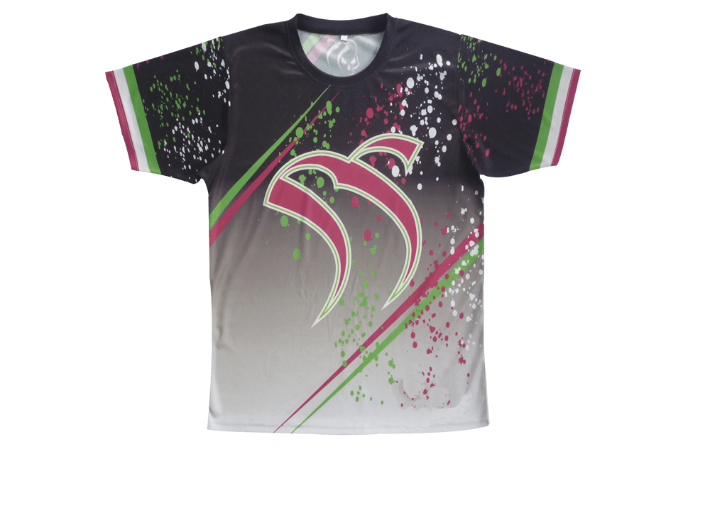 Silver and Red Softball T-Shirt with Gradient and Angular Styling 5 Custom Tournament Softball T-Shirt product view