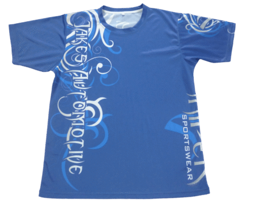 Royal Blue and Sky Blue softball t-shirt with clean panel styling