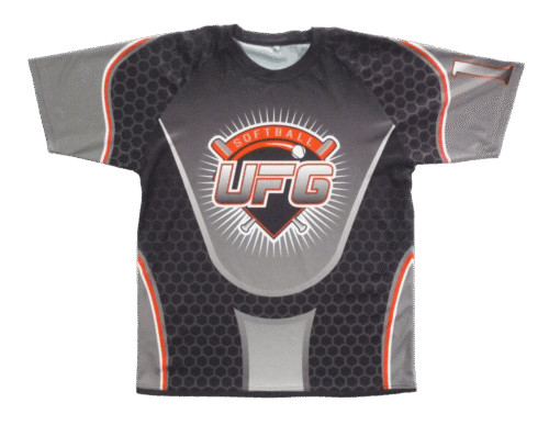 Charcoal and Silver softball t-shirt with clean panel styling