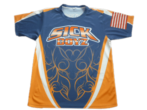 Slate and Orange softball t-shirt with clean panel styling