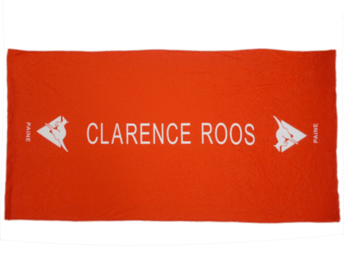 Red and Orange team towel with clean panel styling