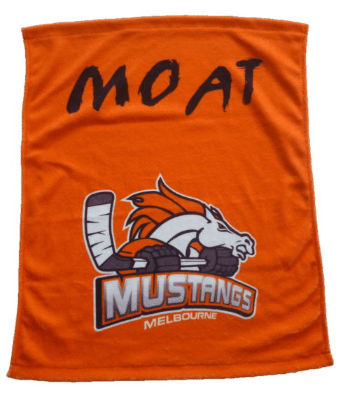 Orange and Red team towel with clean panel styling