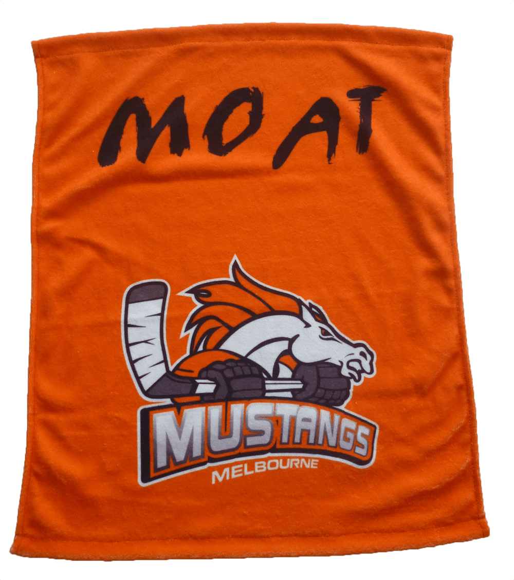 Red and Orange Team Towel with Clean Panel and Classic Styling 6 Custom Heritage Team Towel product view