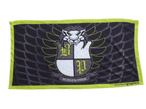 Black and Lime team towel with abstract graphic styling