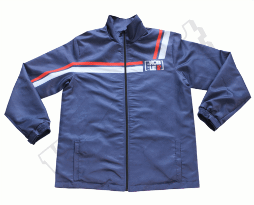 Slate and Navy Team Track Jacket with Contrast Panel and Contour Styling 5 Slate and Navy team track jacket with contrast panel styling