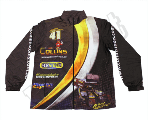 Black and Brown team track jacket with contrast panel styling
