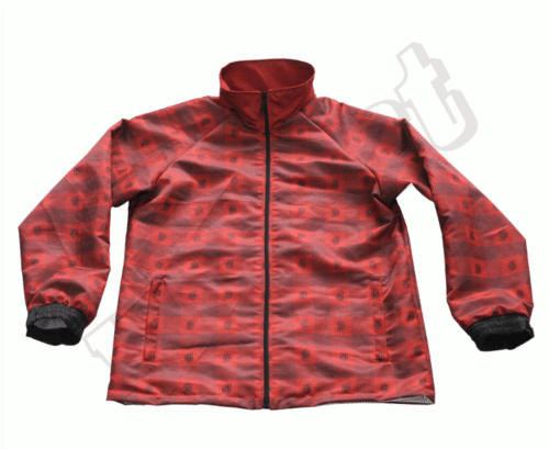 Red and Burgundy team track jacket with contrast panel styling