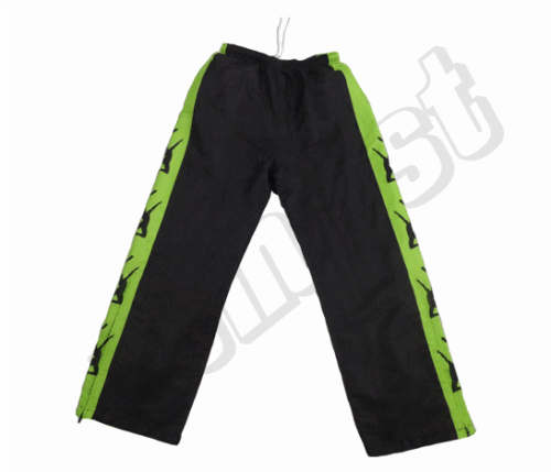 Black and Lime team pants with contrast panel styling