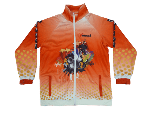 Red and Orange team tracksuit with clean panel styling