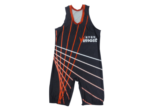 Black and Navy wrestling singlet with abstract graphic styling