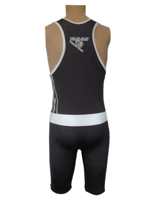 Black and White wrestling singlet with clean panel styling