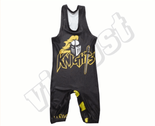 Charcoal and White wrestling singlet with contrast panel styling