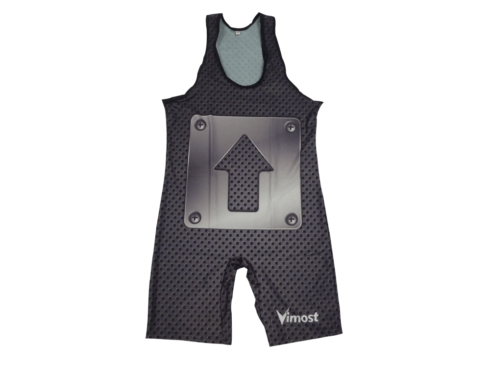 Black and Navy Wrestling Singlet with Abstract Graphic and Angular Styling 6 Custom Panel Wrestling Singlet product view
