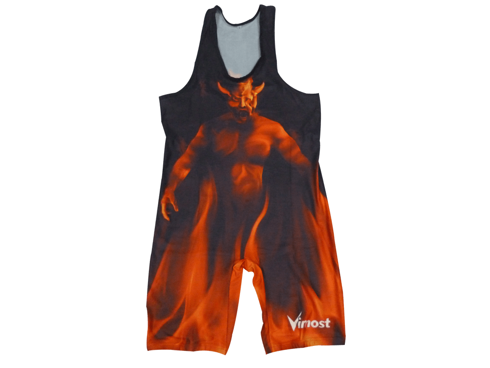 Black and Navy Wrestling Singlet with Abstract Graphic and Angular Styling 5 Custom Stripe Wrestling Singlet product view