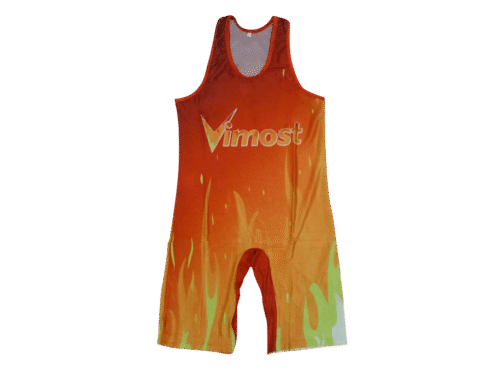 Red and Orange wrestling singlet with clean panel styling