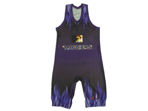 Charcoal and Navy wrestling singlet with clean panel styling
