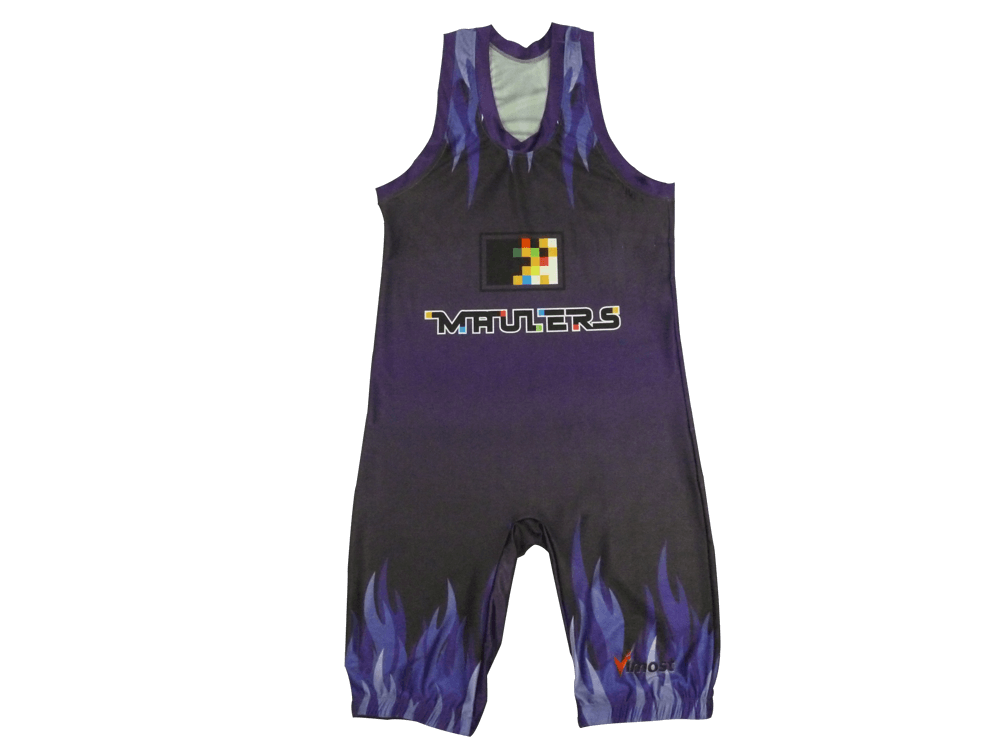 Black and Navy Wrestling Singlet with Contrast Panel and Heritage Styling 6 Custom Abstract Wrestling Singlet product view